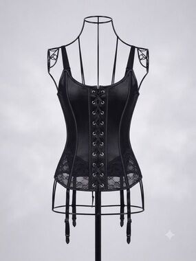 NWOT Black Lace-Trim Corset Top - Women Intimates